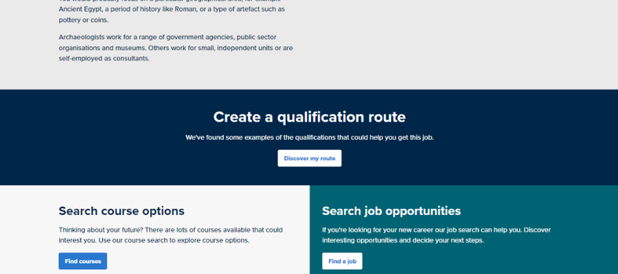 Job profile page showing the 'Create a qualification route' section