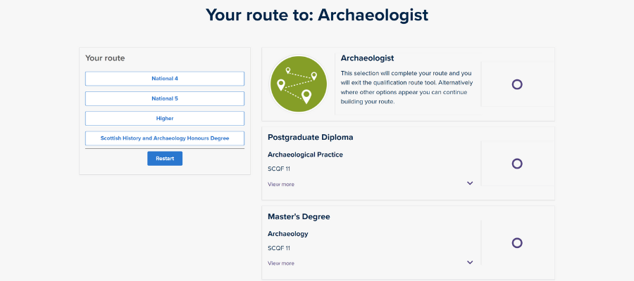 Example route to get into a career in archaeology